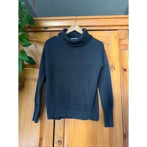 Athleta Charcoal Gray Waffle-Knit Cowl Neck Sweater – Small